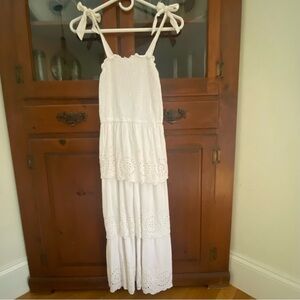 Jessica Simpson Woman’s Small White Ruched Top and Eyelet Tiered Midi Dress
